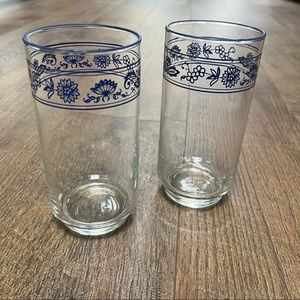 Vintage Corelle Pyrex Old Town Blue Onion Collection Drinking Glasses